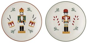 Krémszínű agyagkerámia desszertes tányér készlet karácsonyi mintával, 2 db-os, ø 16 cm Jolly – Bloomingville