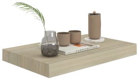 4 db tölgyszínű MDF lebegő fali polc 40 x 23 x 3,8 cm