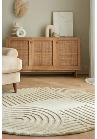 Bézs gyapjú kerek szőnyeg ø 160 cm Zen Garden - Flair Rugs
