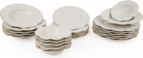 Tányérkészlet porcelán, krém-arany, 24 darabos