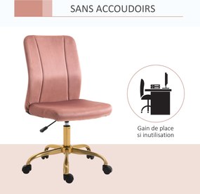 Vinsetto Modern Dizájnú Irodai Szék, 360°-ban Forgatható Ergonomikus Ívelt Hátával, Magasság Állítható, Bárca Kárpitozás, 56 x 60 x 102 cm, Rózsaszín