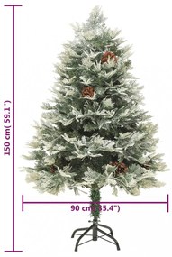 vidaXL zöld PVC és PE megvilágított karácsonyfa fenyőtobozzal 150 cm