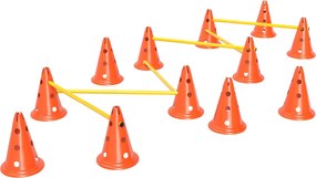 PawHut Agility Szett Kutyáknak - 6 Darabos Képző Berendezés 12 Kúp és 6 Állítható Ugróval, Táskával - Képzési Kiegészítők, Koordinációs Edzés Játékokh