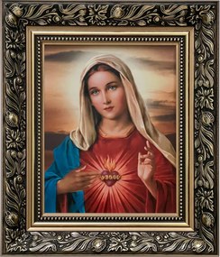 Vászonkép 35x30 Mária Szíve Mária Arany Díszített Keret