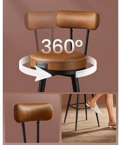 EKHO kollekció - Bárszékek 2 db forgó bárszék háttámlával műbőr varrással, karamellbarna