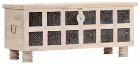 fehér tömör akácfa tárolóláda 110 x 40 x 45 cm