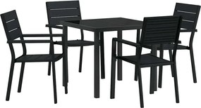 vidaXL Kert étkező szett 5 pcs Fekete Porszórt acél