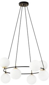 Csillár zsinóron AZURA 8xE14/10W/230V fekete/fehér