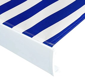 Kék és fehér vászon napellenző tető 450 x 300 cm