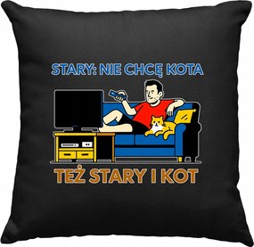 Régi És Macska Humor Párna Fekete