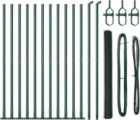 vidaXL Kerítésoszlop Zöld 25 x 1,6 m (13 mm háló) Acél és PVC