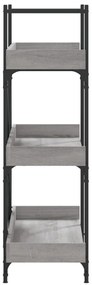 3-szintes szürke sonoma szerelt fa könyvespolc 100x33x108,5 cm