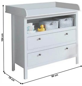 OLJE 2S pelenkázóasztallal ellátott komód, fehér