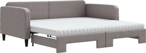 vidaXL fekete kihúzható szövet heverő matracokkal 100 x 200 cm