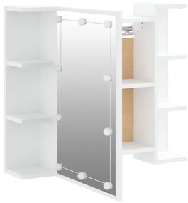 fehér tükrös szekrény LED-ekkel 70 x 16,5 x 60 cm