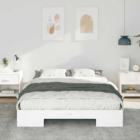 vidaXL Földi ágykeret tárolóval Fehér 150 x 200 cm Tömör fenyőfa