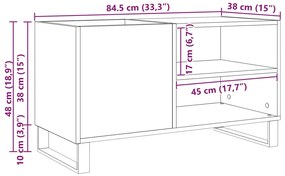 Rekord Szekrény Fekete Tölgy 84,5x38x48 cm Művelt Fa