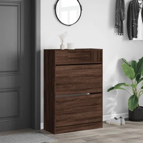 barna tölgy cipőszekrény 2 kihajtható fiókkal 80x34x116 cm