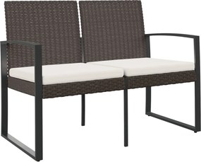 vidaXL 2-személyes barna PP kerti pad párnával