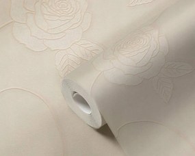 Vinyl tapéta flizelin mosható fali virágok bézs rózsák a nappaliba