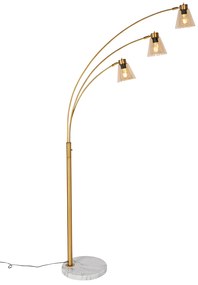 Ív lámpa bronz márvány és borostyán üveggel 3 lámpás - Nina