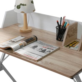 Számítógépasztal, világos tölgy/fehér, PSALMO