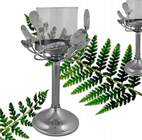 Gyertyatartó Kehely Kristály Ezüst Fém Dekoratív 14 x 25 cm JX-054-2-S