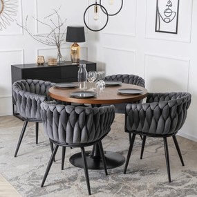 Fonott bársony szék szürke színben, ELENA