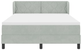 Box spring ágy matraccal, világosszürke, 140x190 cm, bársony