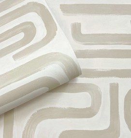 Holden Decor Imaginarium 3 Brushed Geo bézs-taupe geometrikus papír tapéta – 14230