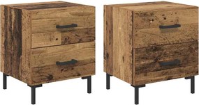 vidaXL Éjjeliszekrény fiókkal 2 pcs Öreg fa 40 x 35 x 47,5 cm Faanyag
