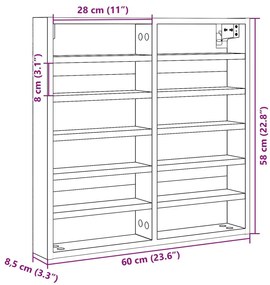 fekete szerelt fa vitrinszekrény 60 x 8,5 x 58 cm