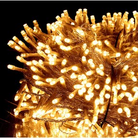 1000 LED-es BOA fényfüzér, kültéri-beltéri hálózati, 8 világítási móddal, átlátszó vezetékes, extra meleg fehér, 20 m, IP44