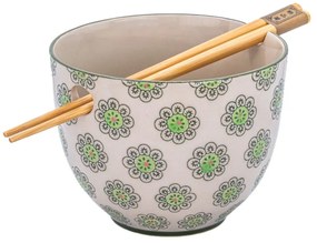 Zöld-szürke agyagkerámia tálka 450 ml Geometric – Sass & Belle