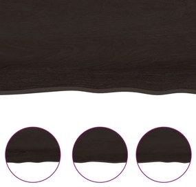 sötétbarna kezelt tömör fa fürdőszobai pult 100x60x(2-4) cm