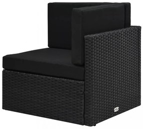 11 részes fekete polyrattan kerti ülőgarnitúra párnákkal