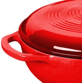 Zománcozott, öntöttvas edény fedővel 5,7 L, piros