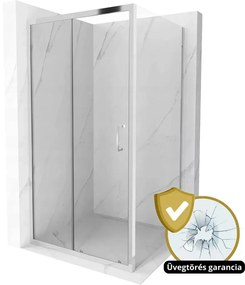 Paris aszimmetrikus szögletes tolóajtós zuhanykabin 6 mm vastag vízlepergető biztonsági üveggel, 195 cm magas, króm