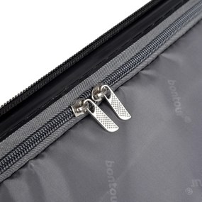 BONTOUR “wave” közepes duplakerekes gurulós bőrönd, fekete, m méretű