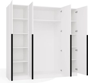 Aldabra SENSO 4D gardróbszekrény 200x56.5x200 cm, fehér-fekete