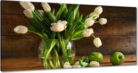 Vászonkép 60x30 Fehér tulipánok Deszka