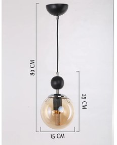 Okkersárga-fekete függőlámpa üveg búrával ø 15 cm Marble – Squid Lighting