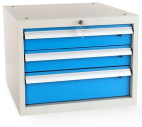 Szekrény műhelyasztalhoz Solid, 3 fiókkal, kék - ral 5012