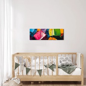 Kép - Színes kockák (órával) (90x30 cm)