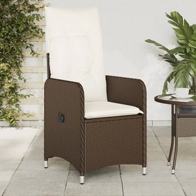 vidaXL barna polyrattan dönthető kerti szék párnákkal