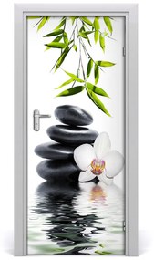 Poszter tapéta ajtóra Orchidea és kövek 75x205 cm