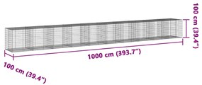 horganyzott vas gabion kosár fedéllel 1000 x 100 x 100 cm