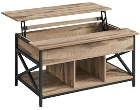 LUBOR állítható magasságú konferencia asztal, 60x100x(48-62)cm, tevebarna/fekete Vasagle