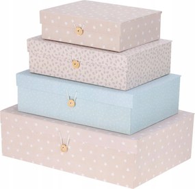 Kartondobozok Apróságok Fedéllel Rózsaszín Gyerekeknek 4 db-OS Szett