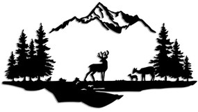 Fali dekoráció 2 db 70x38 cm szarvas fém/fekete